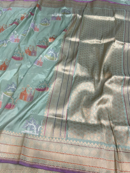 Pista Handwoven Pure Banarasi Silk Saree