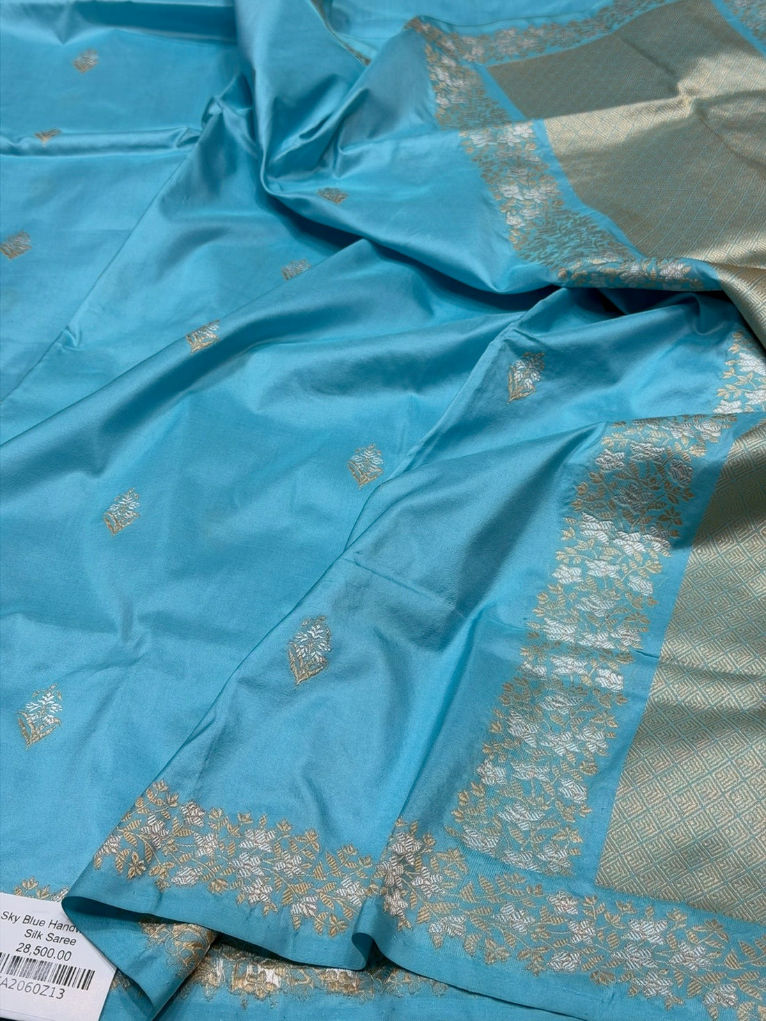 Sky Blue Handwoven Pure Banarasi Katan Silk Saree