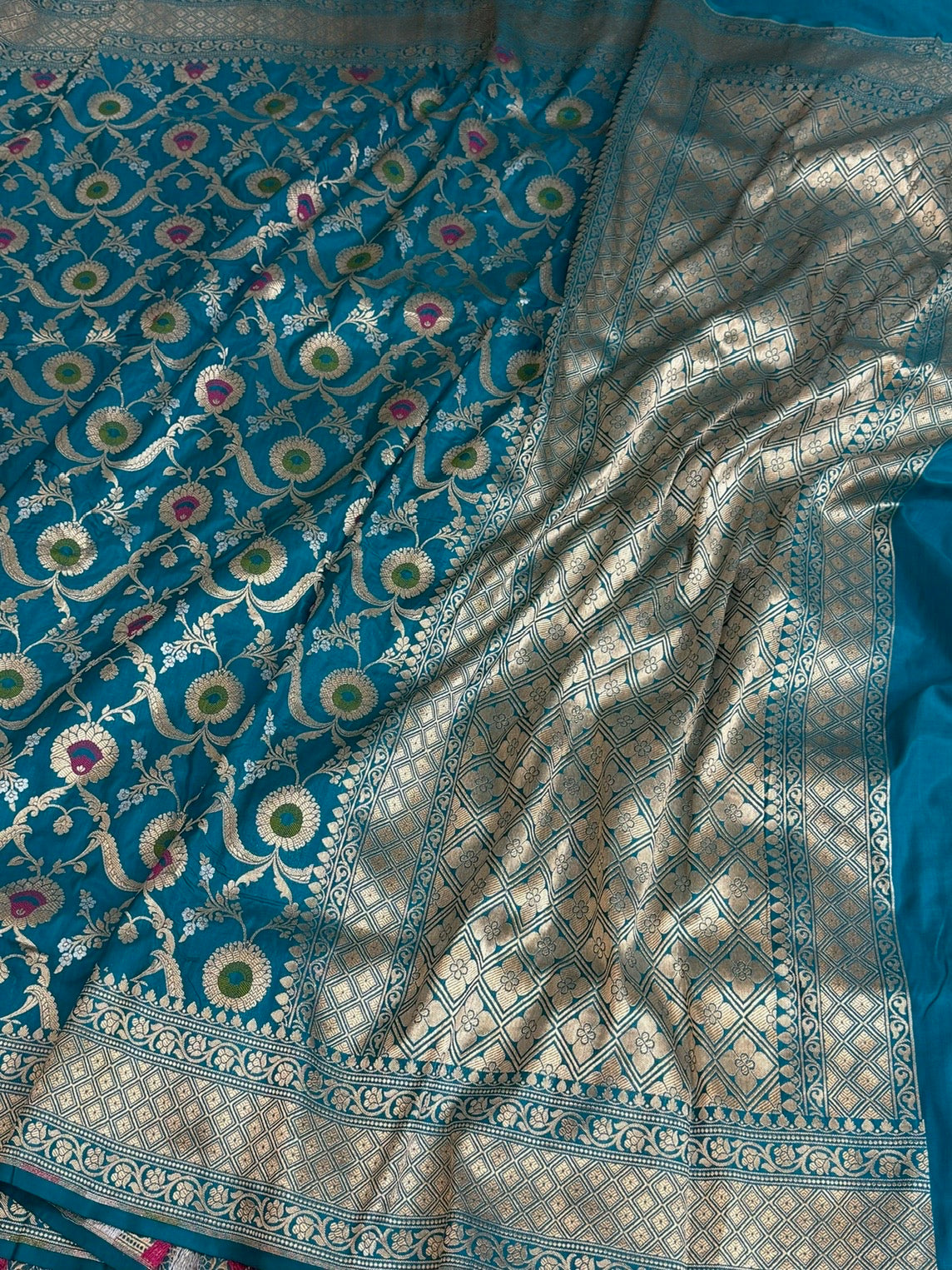 Sky Blue Minakari Banarasi Pure Katan Silk Saree