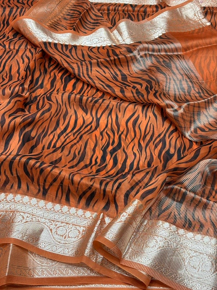 Printed Pure Organza Silk Saree