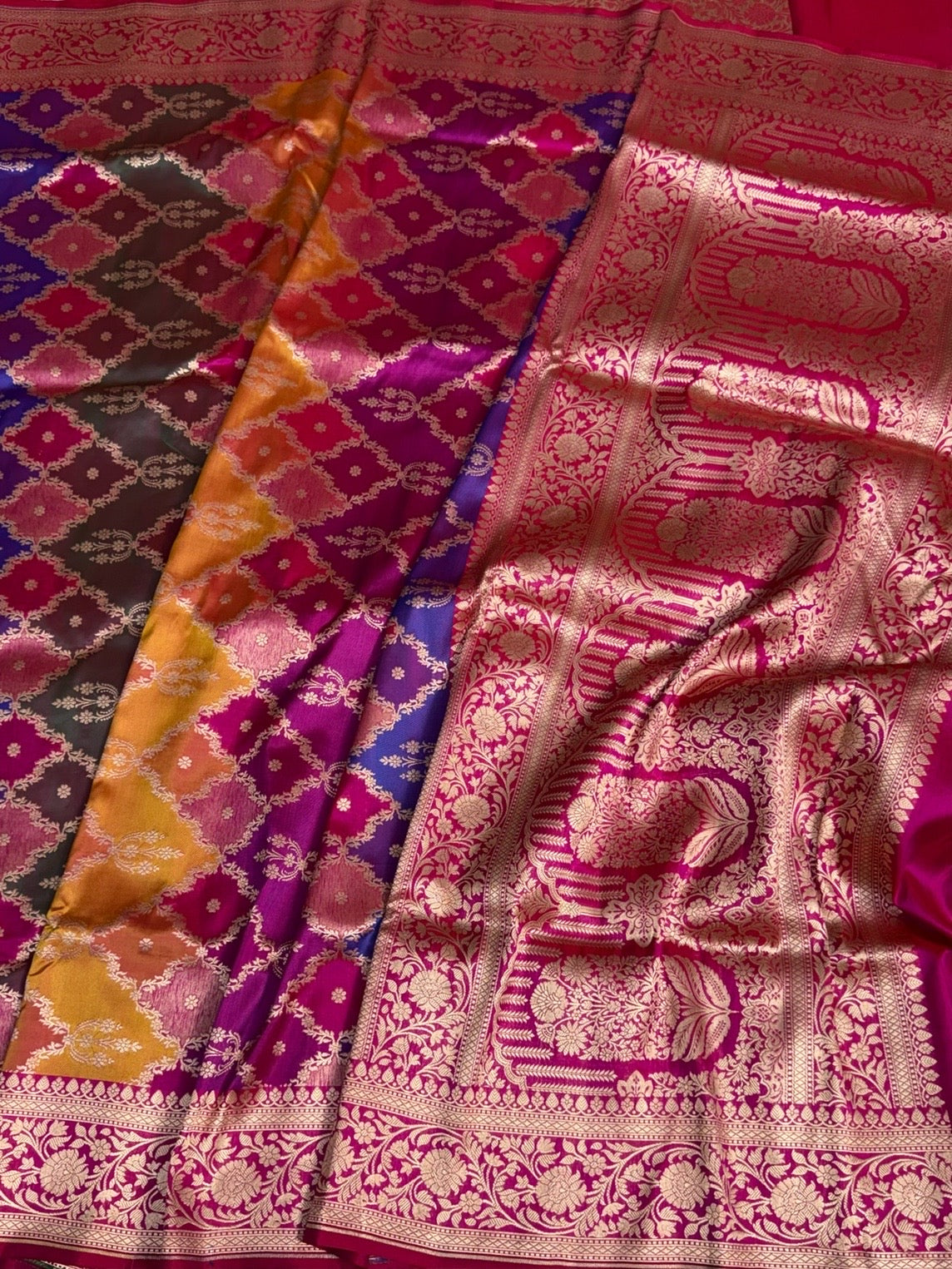Rani Pink  Rangkaat Banarasi Pure Silk Saree