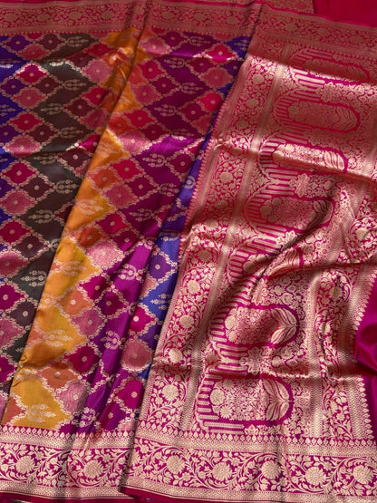 Rani Pink  Rangkaat Banarasi Pure Silk Saree