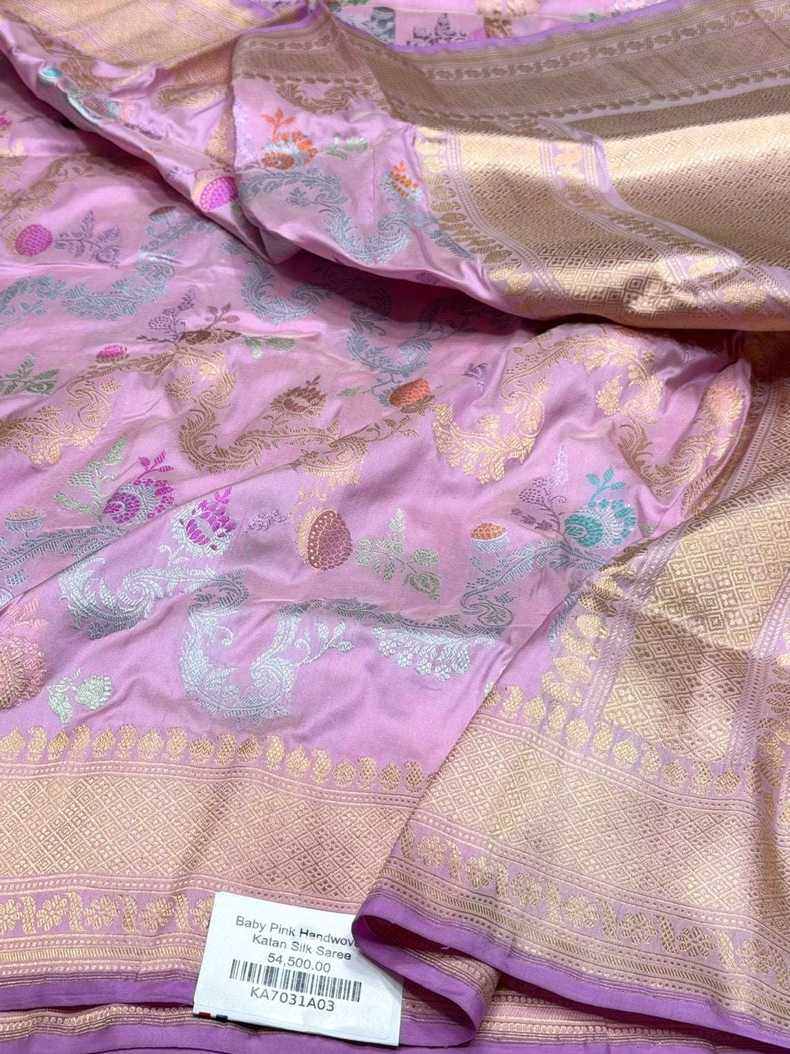 Baby Pink Handwoven Pure Banarasi Silk Saree