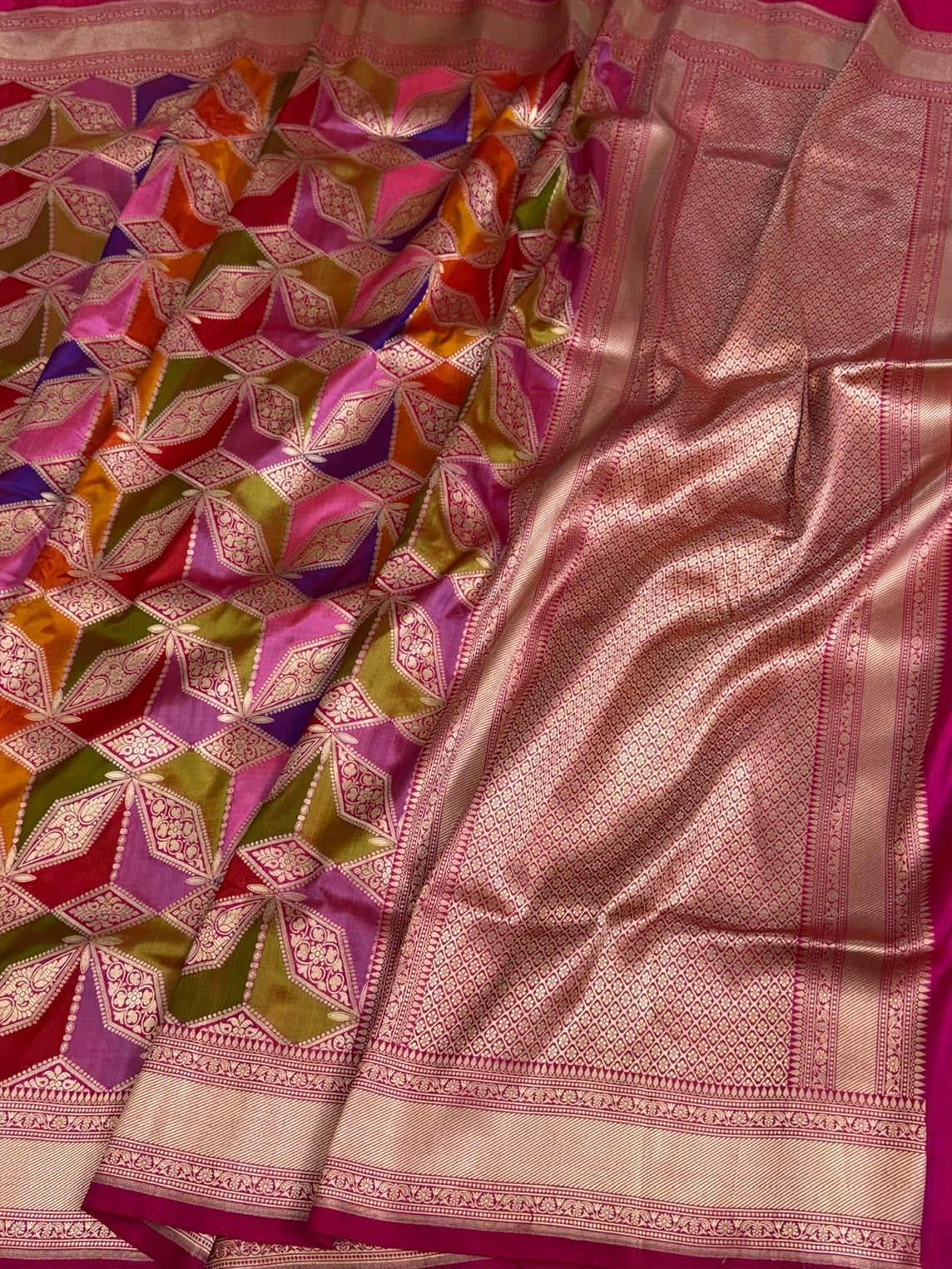 Rani Pink  Rangkaat Banarasi Pure Katan Silk Saree