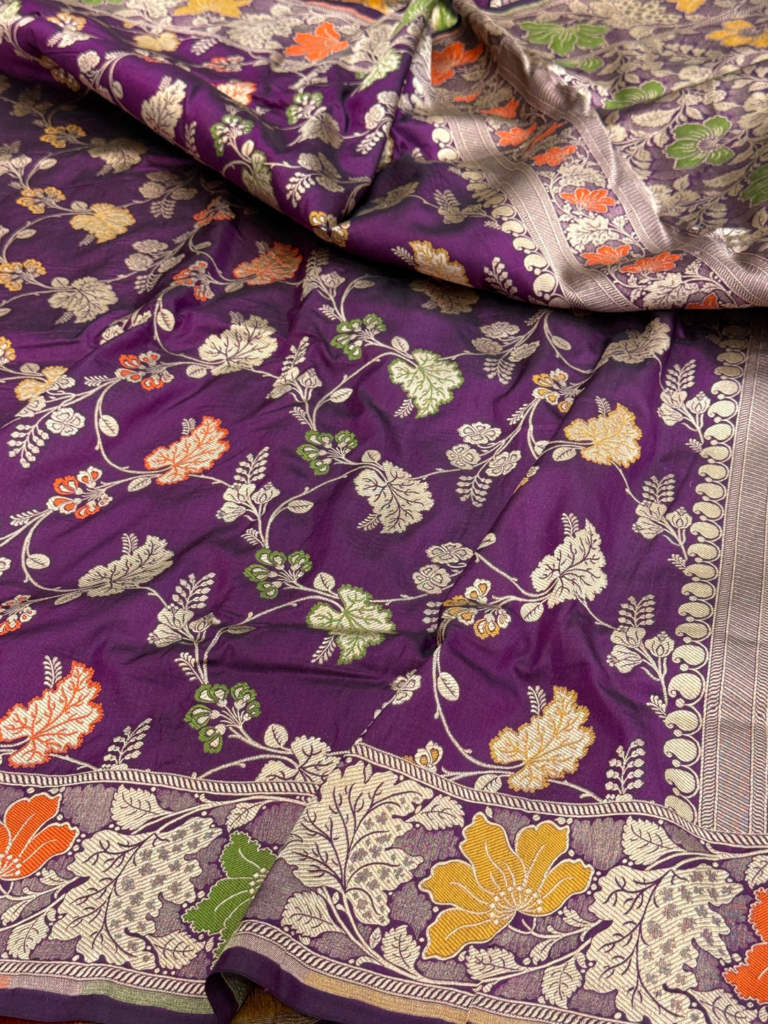 Magenta Banarasi Minakari Pure Silk Saree