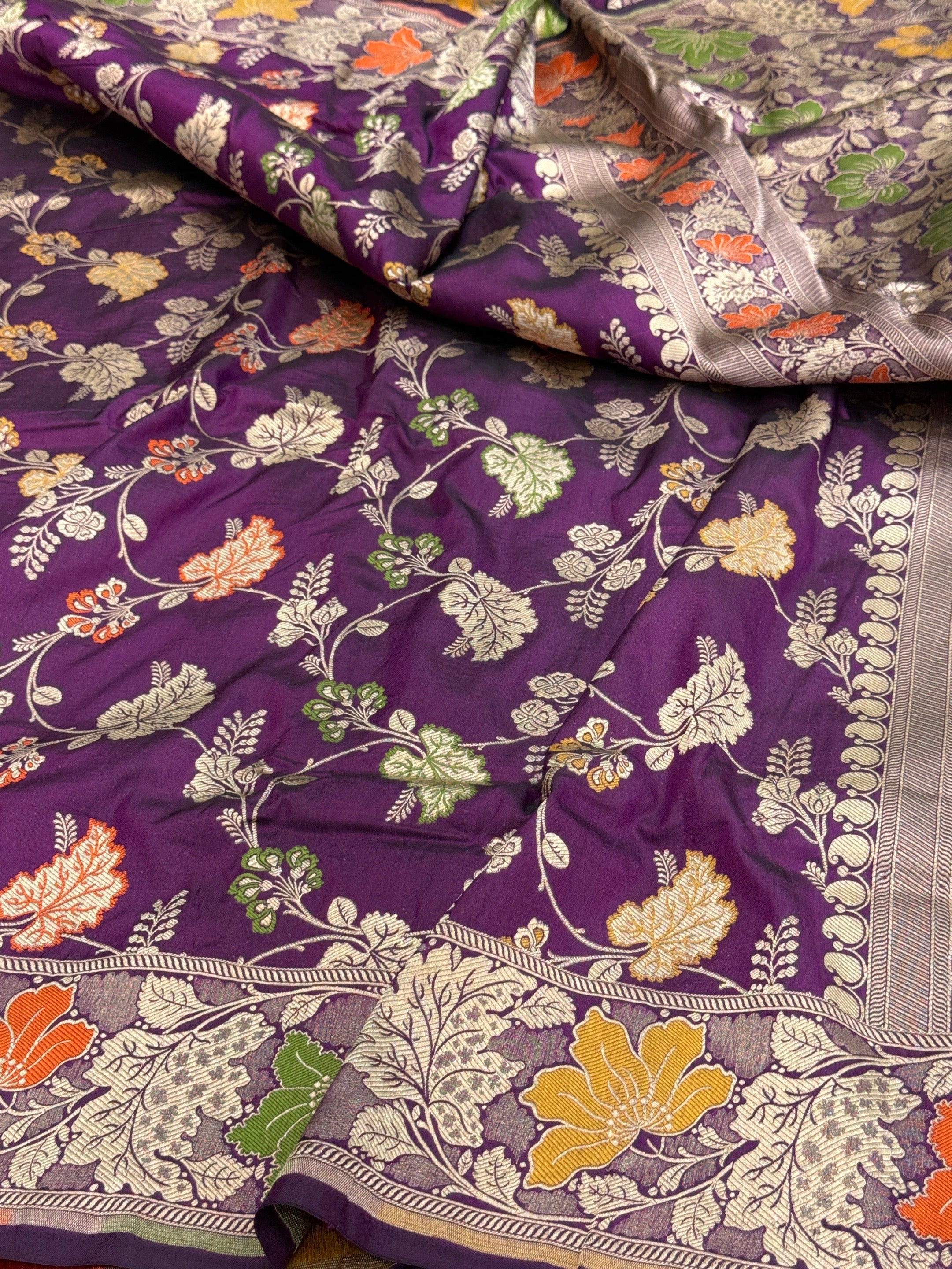 Magenta Banarasi Minakari Pure Silk Saree