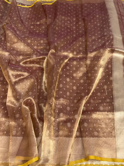 Brown Banarasi Pure Kora Tissue Saree