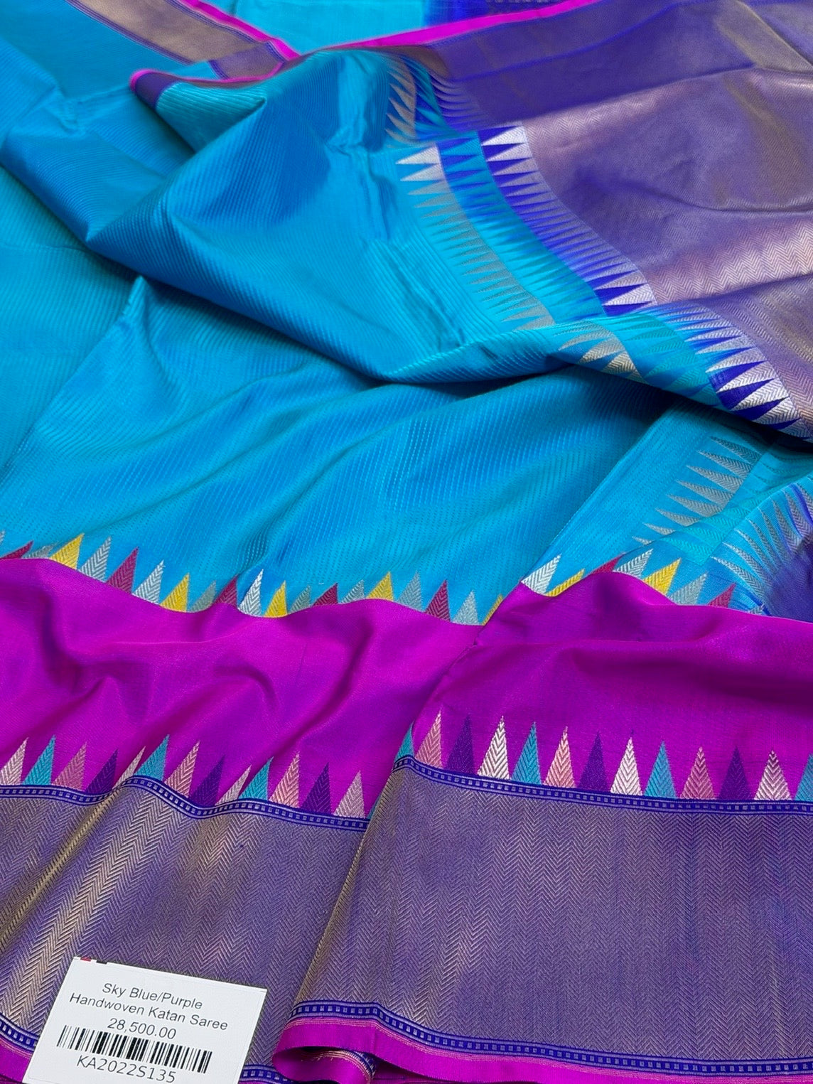 Sky Blue Handwoven Pure Banarasi Katan Silk Saree