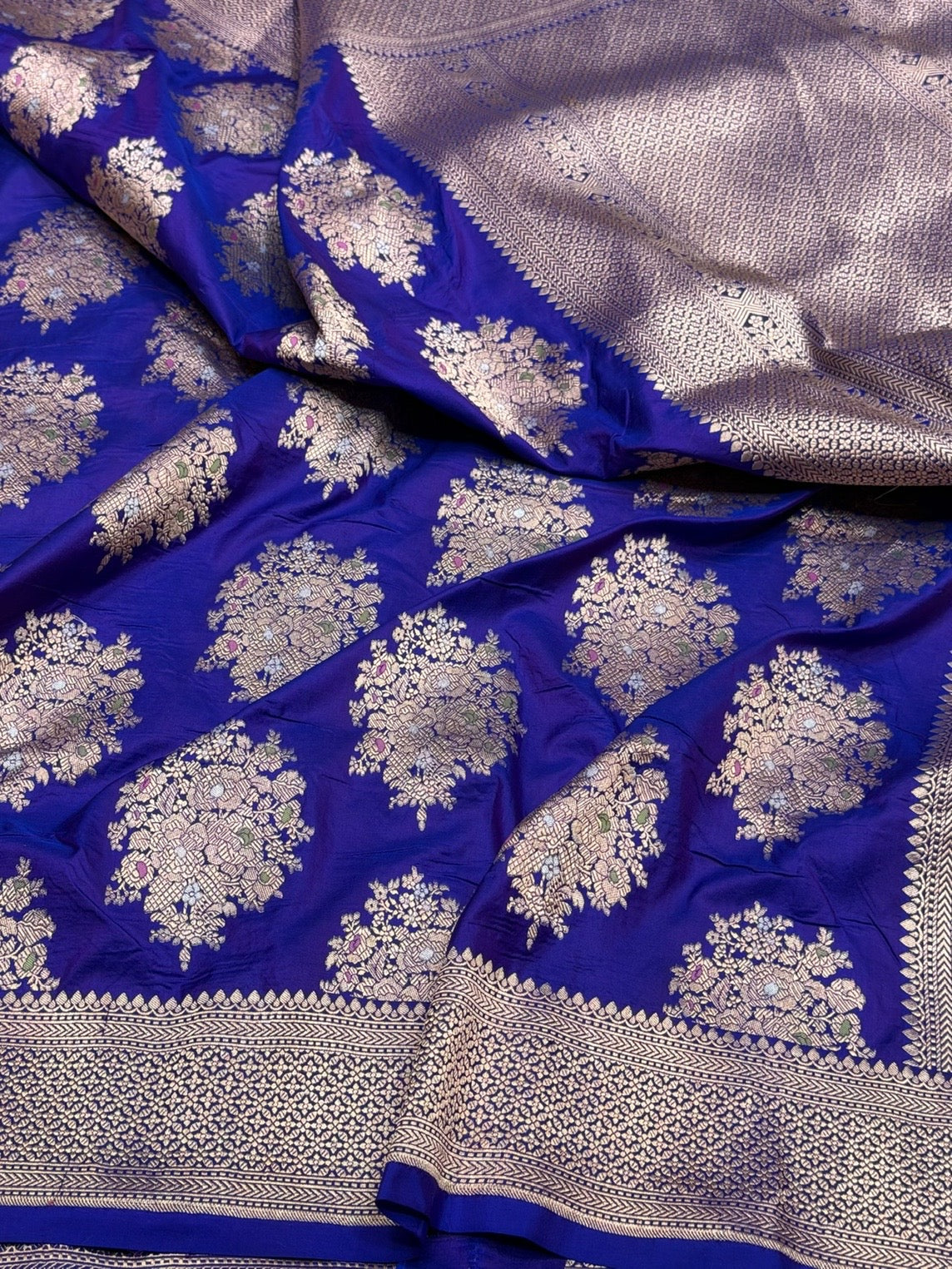 Purple Minakari Pure Katan Silk Saree
