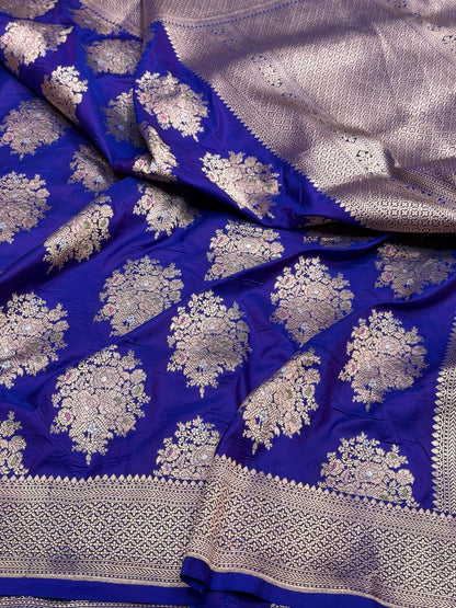 Purple Minakari Pure Katan Silk Saree