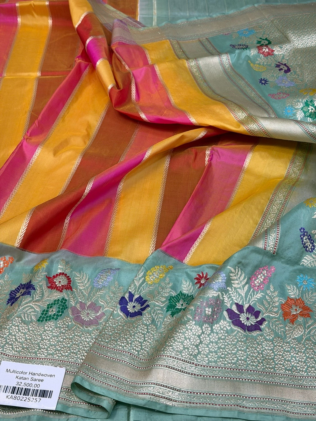 Multicolour Handwoven Pure Banarasi Katan Silk Saree