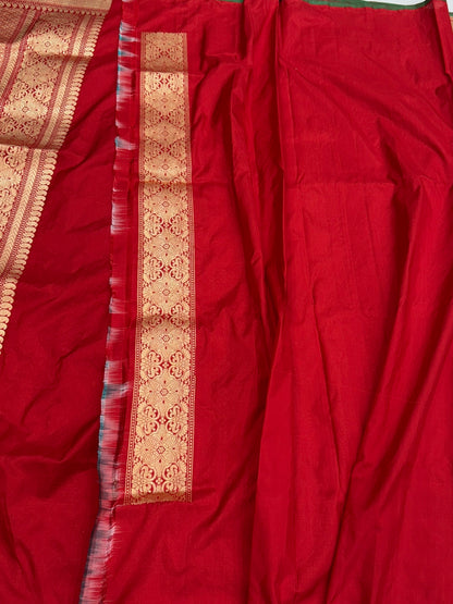 Red Pure Banarasi Silk Brocade Saree in Katan Mulberry Silk – Classic Banaras Weave