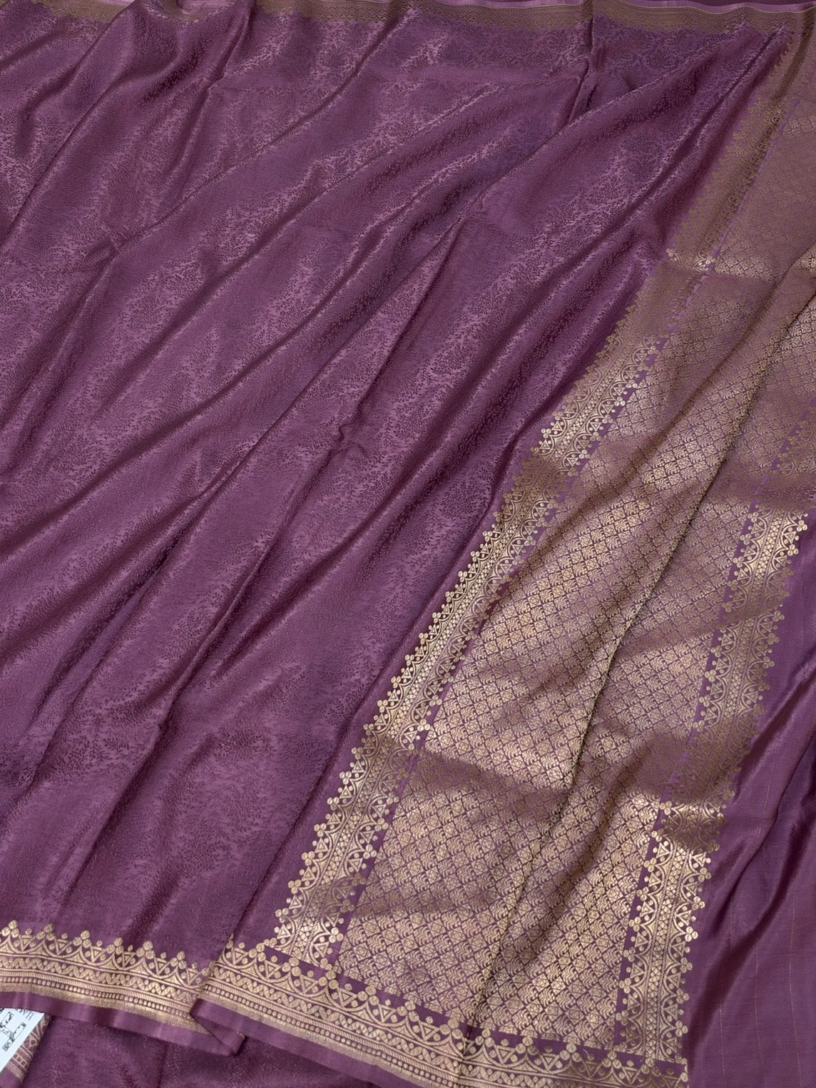 Deep Mauve Handwoven Pure Banarasi Mashru Satin Silk Saree