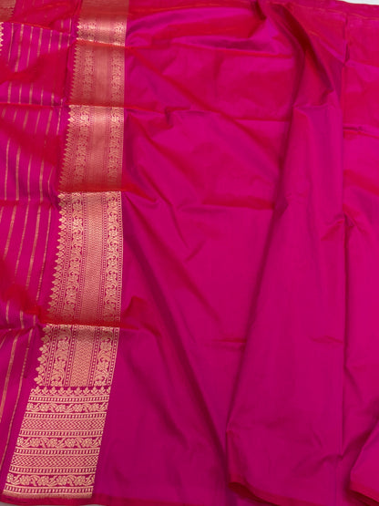 Rani Pink Handwoven Pure Banarasi Silk Saree