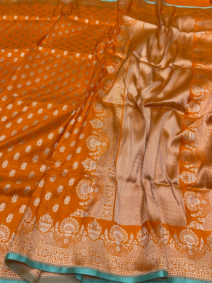 Banarasi Silk Saree in Cutwork Weave – Katan Silk Elegance