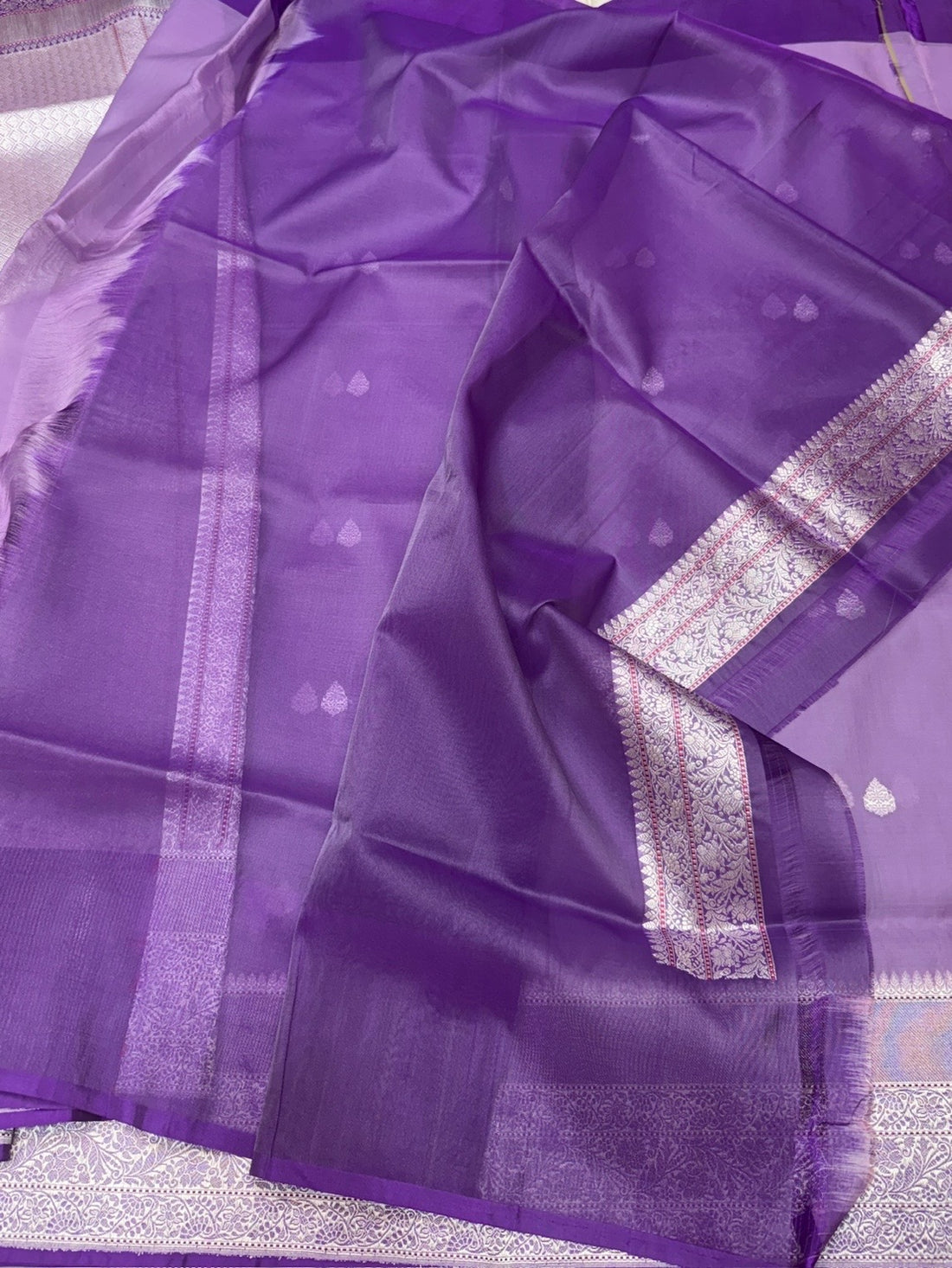 Purple Handwoven Pure Organza Silk Saree