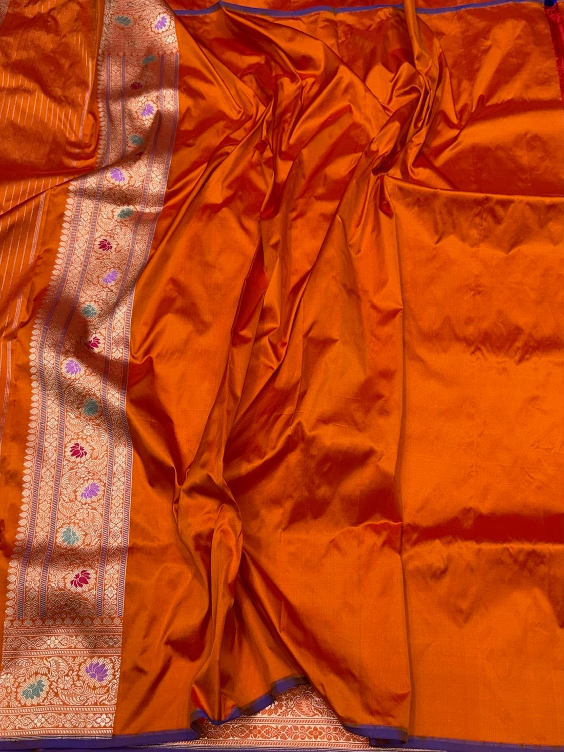 Burnt Orange Handwoven Pure Banarasi Silk Saree