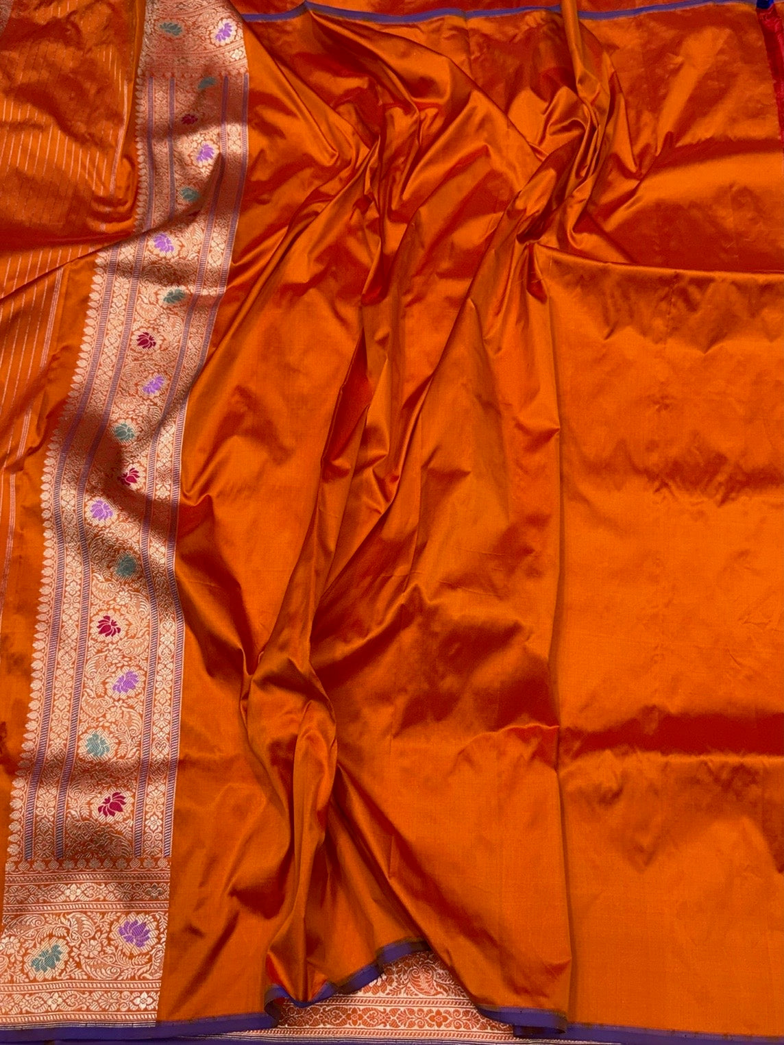 Burnt Orange Handwoven Pure Banarasi Silk Saree