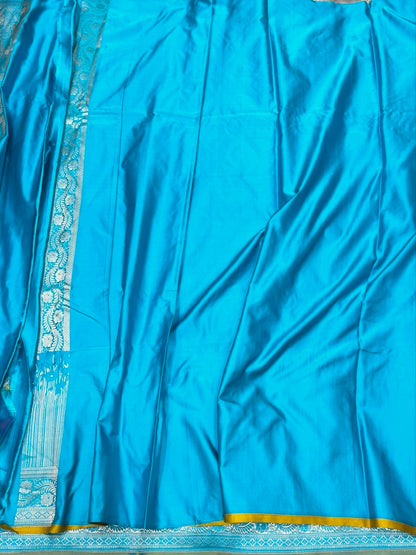 Handwoven Pure Banarasi Satin Silk Saree – Kadwa Weave | 100% Pure Satin Silk | Authentic Banaras Handloom