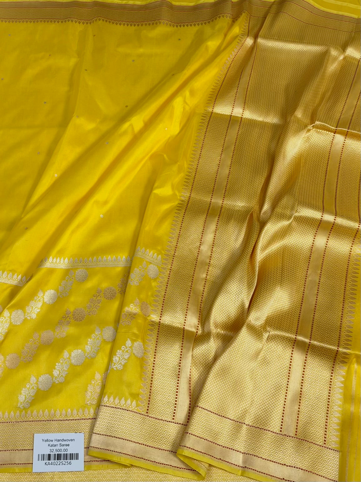 Yellow Handwoven Pure Banarasi Katan Silk Saree