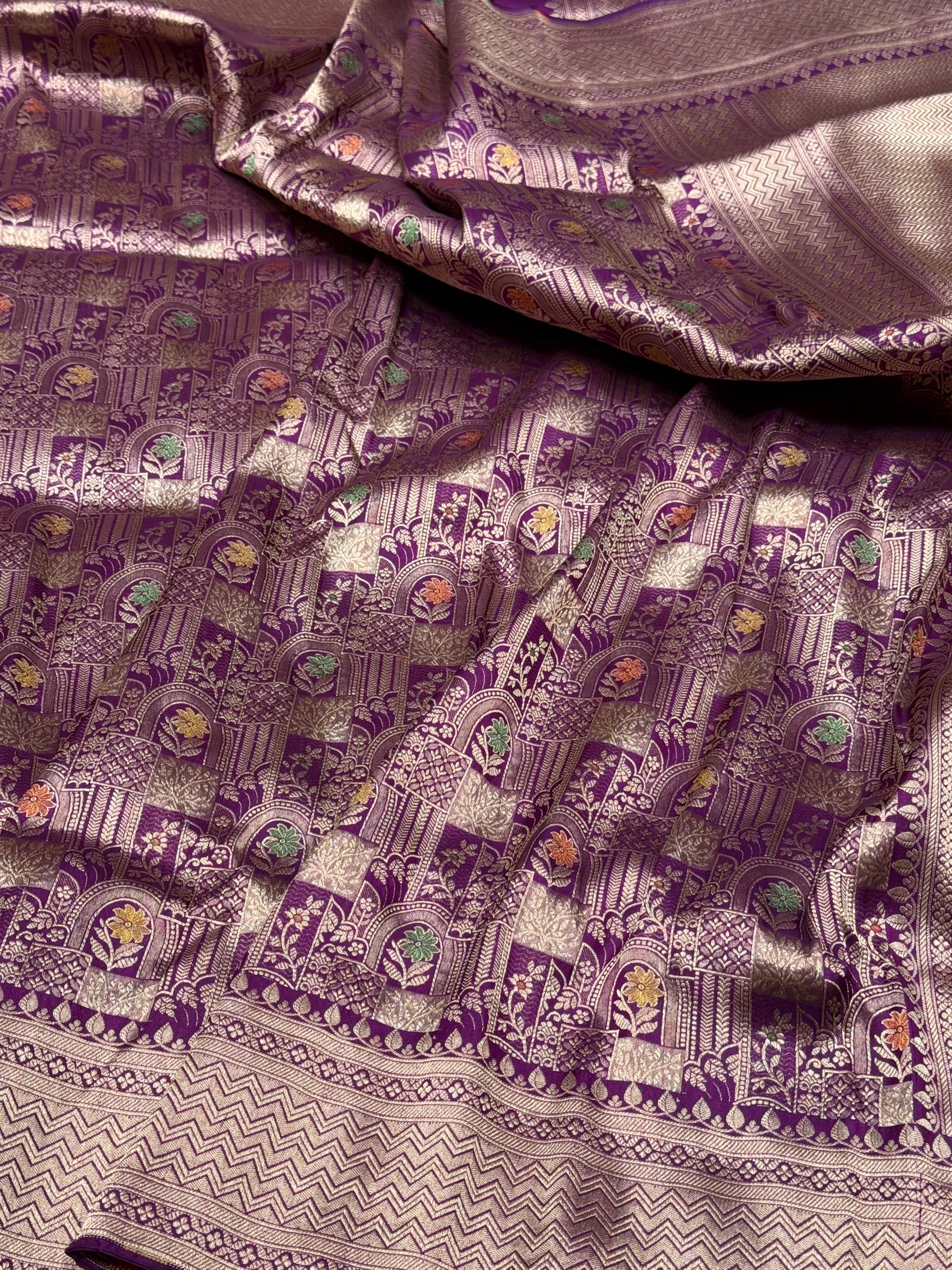 Banarasi Minakari Pure Silk Brocade Saree | 100% Pure Katan Silk
