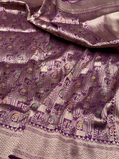 Banarasi Minakari Pure Silk Brocade Saree | 100% Pure Katan Silk