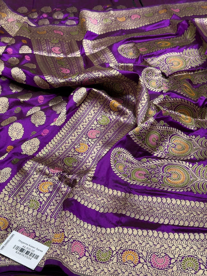 Purple Handwoven Pure Banarasi Silk Saree