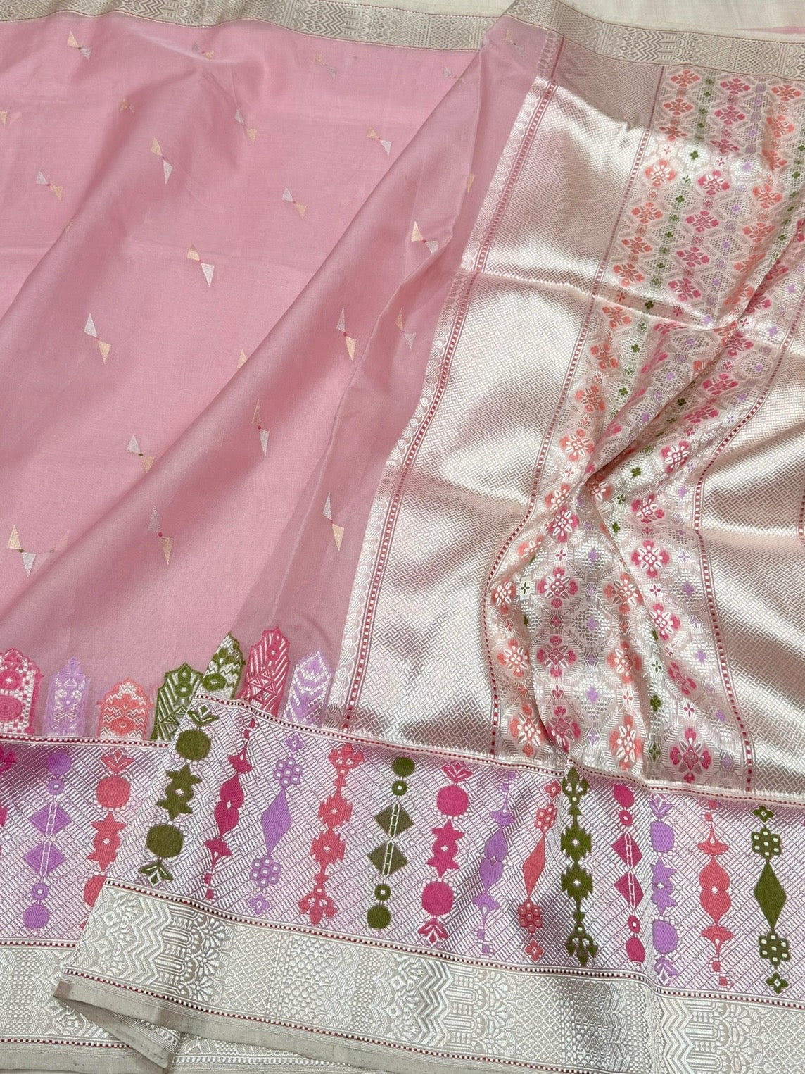 Baby Pink Handwoven Pure Organza Silk Saree