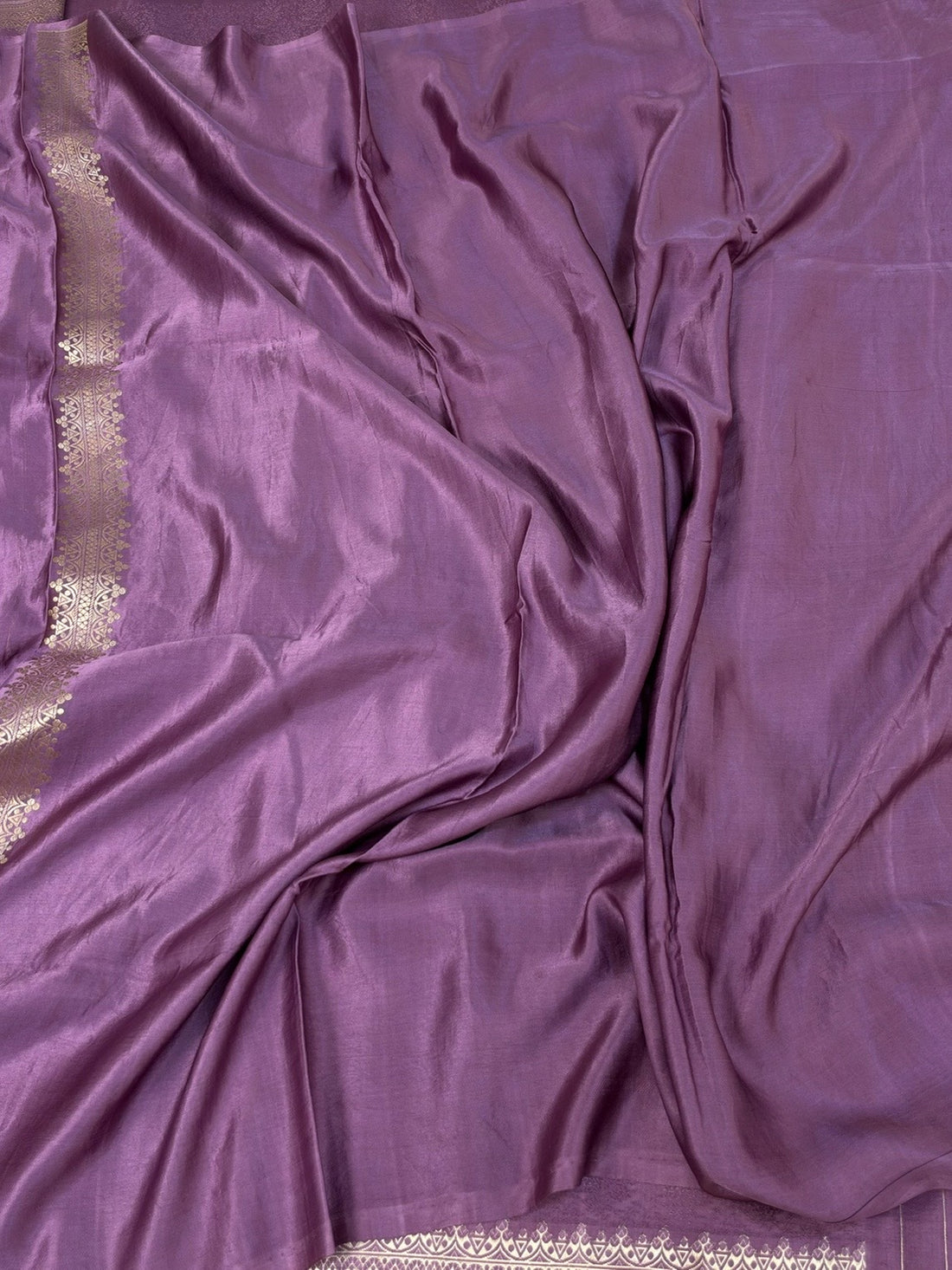 Deep Mauve Handwoven Pure Banarasi Mashru Satin Silk Saree