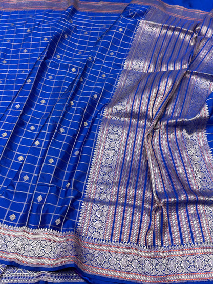 Royal Blue Handwoven Pure Banarasi Silk Saree – Luxury Kadwa Handloom Wedding &amp; Festive Saree