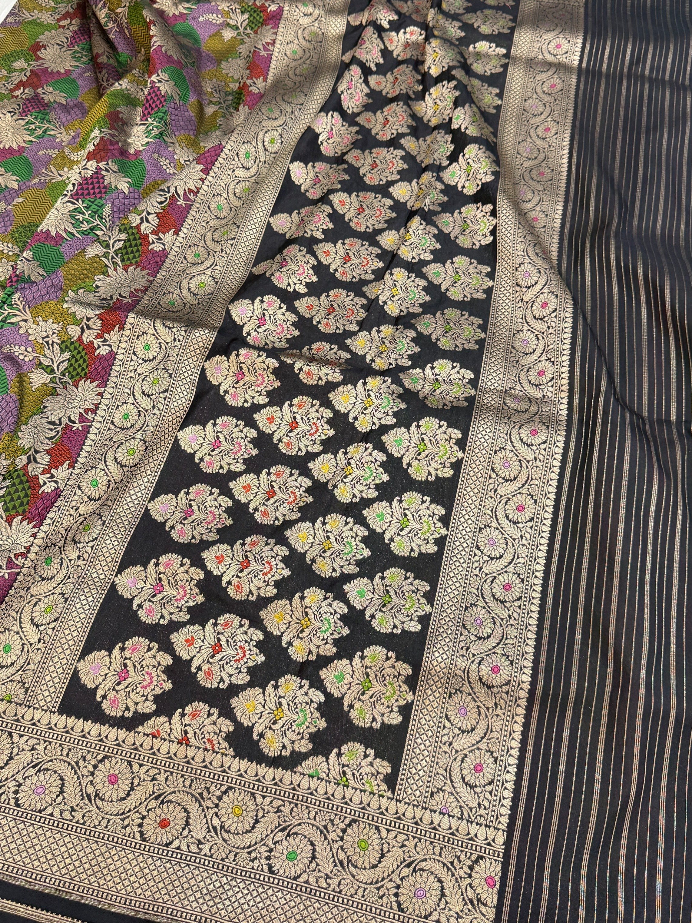 Banarasi Tilfi Minakari Pure Katan Silk Saree | Pure Silk | Minakari Work | Cutwork Technique | Banarasi Katan Silk Saree