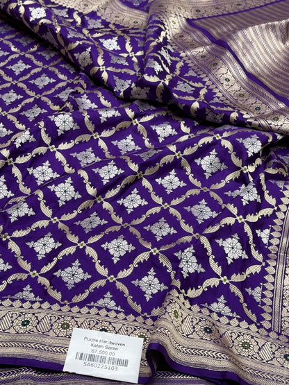 Purple Handwoven Banarasi Pure Katan Silk Saree
