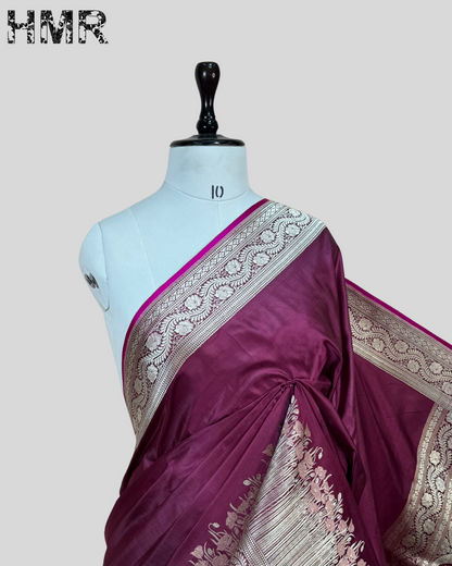 Handwoven Pure Banarasi Mashru Satin Silk Saree