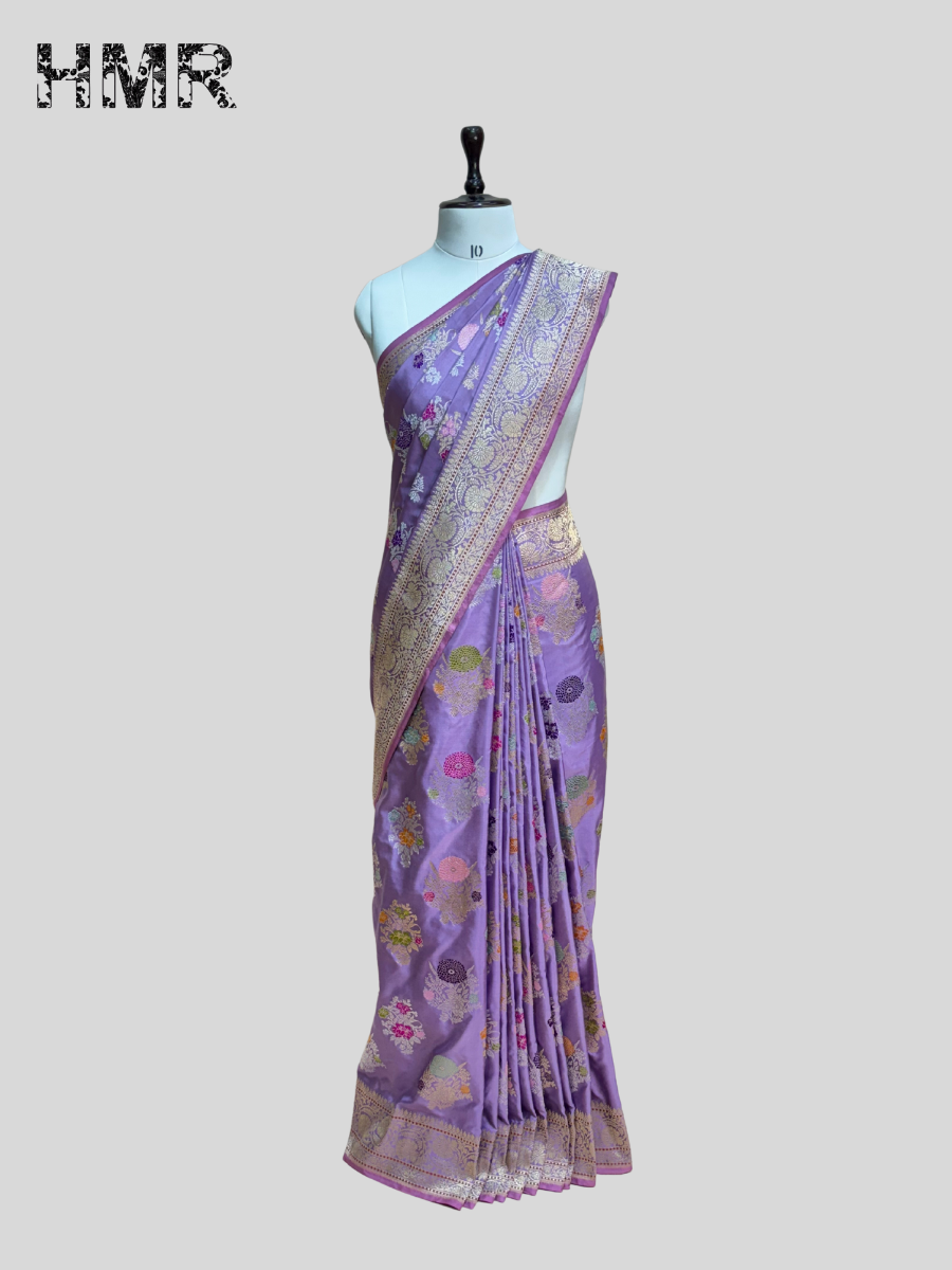 Lavender Handwoven Pure Banarasi Silk Saree