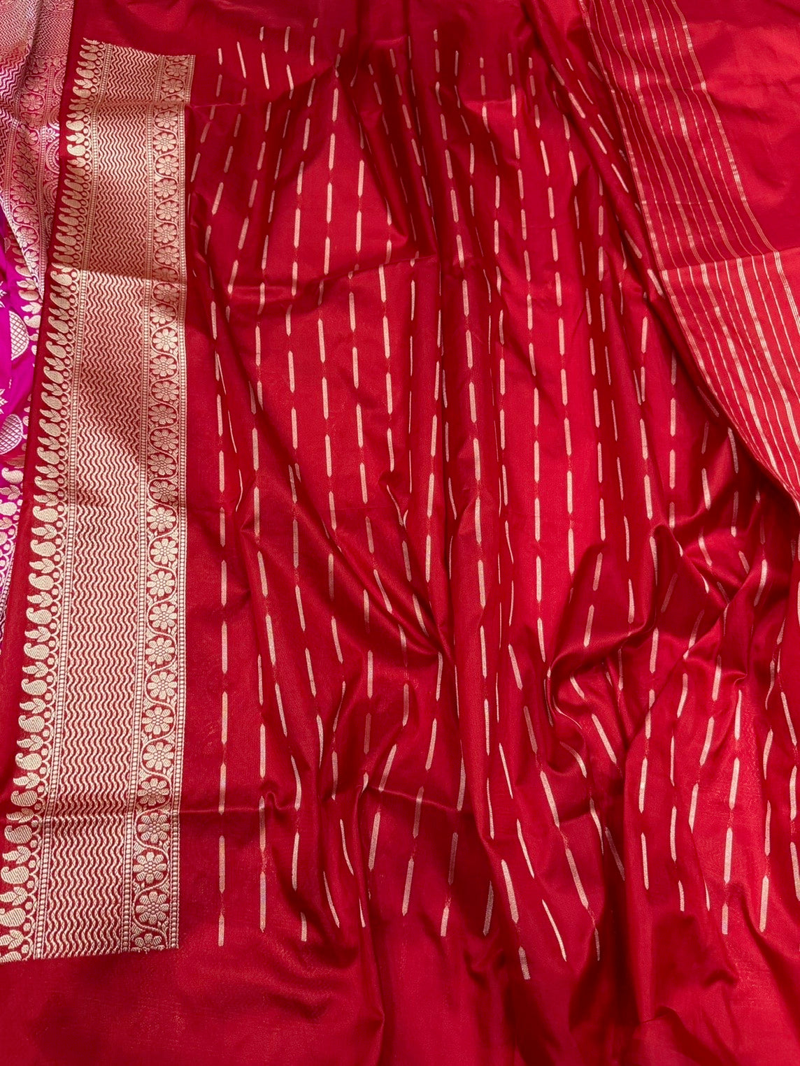Rani Pink Handwoven Pure Banarasi Silk Saree | Kadwa Katan Mulberry Silk