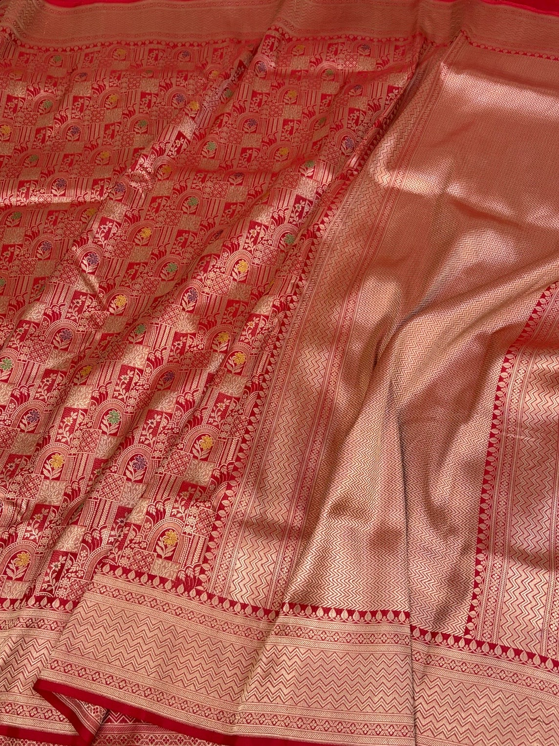 Red Minakari Banarasi Pure Katan Silk Brocade Saree