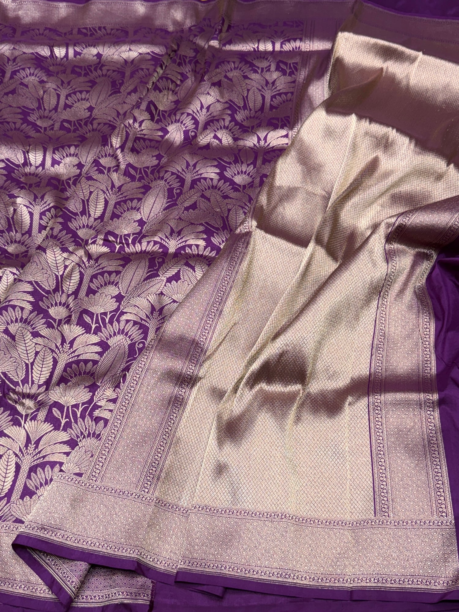 Magenta Pink Pure Silk Brocade Saree
