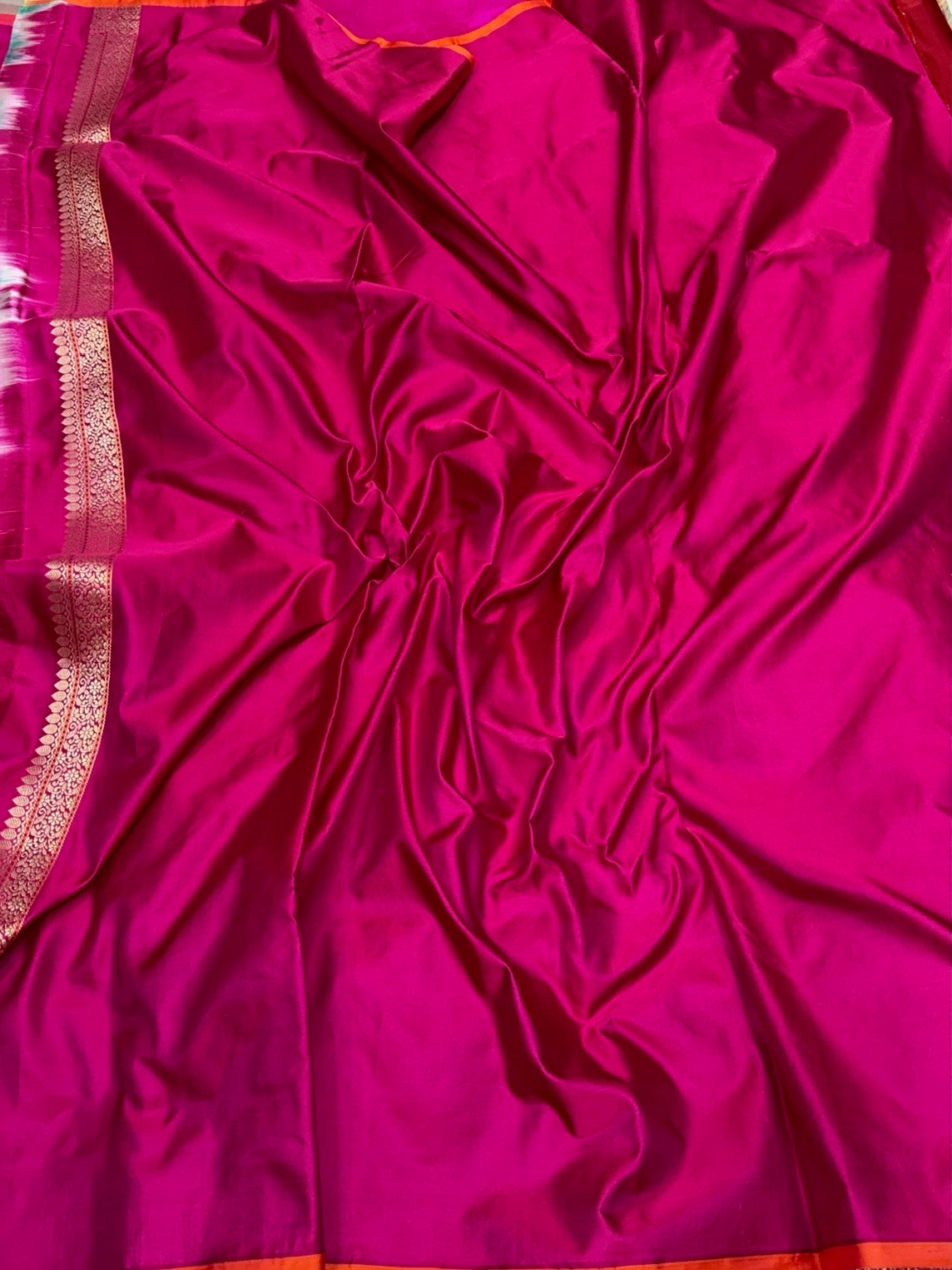 Rani Pink Handwoven Pure Banarasi Satin Tanchoi Silk Saree