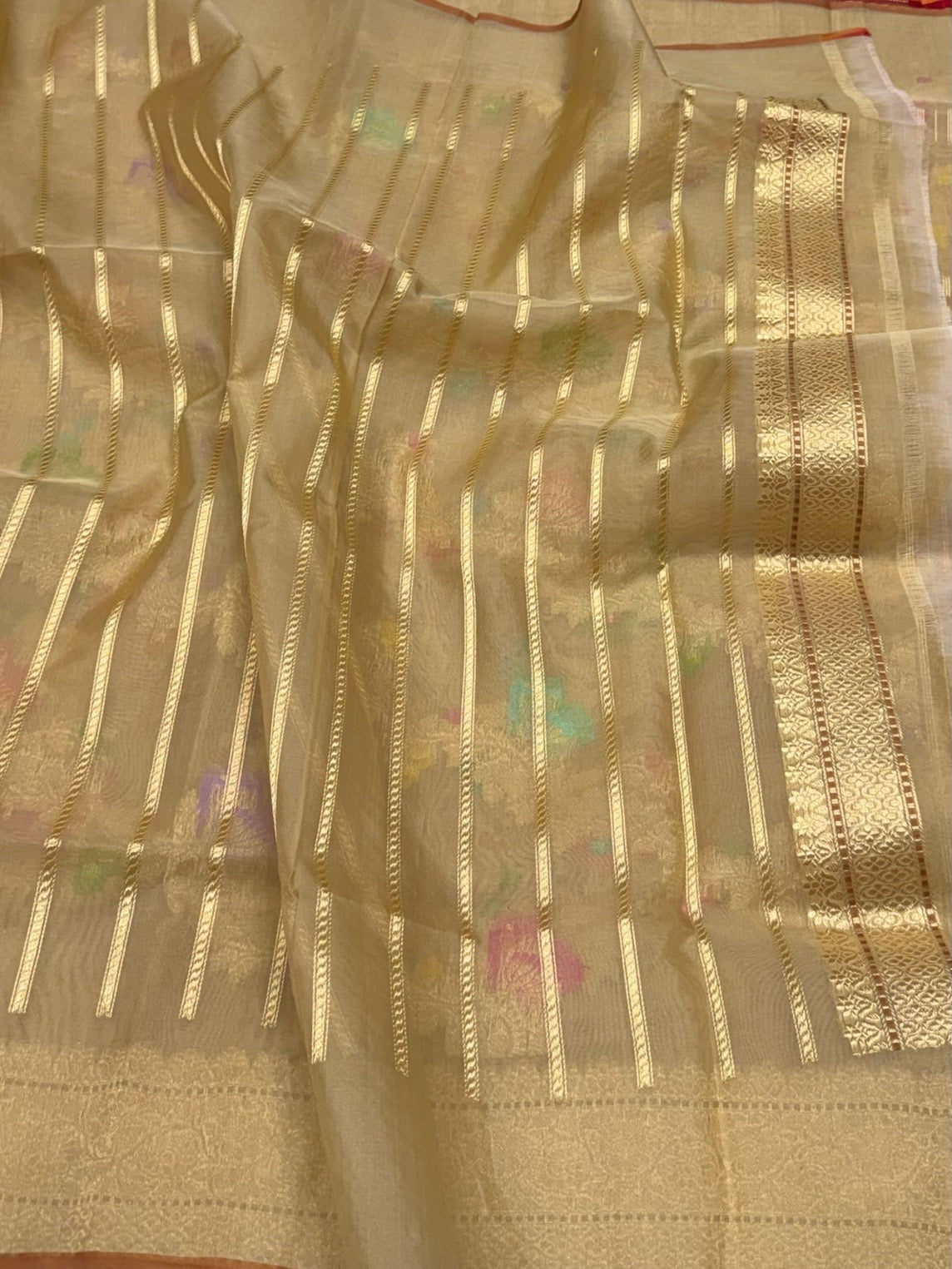Tussar Handwoven Pure Banarasi Organza Silk Saree