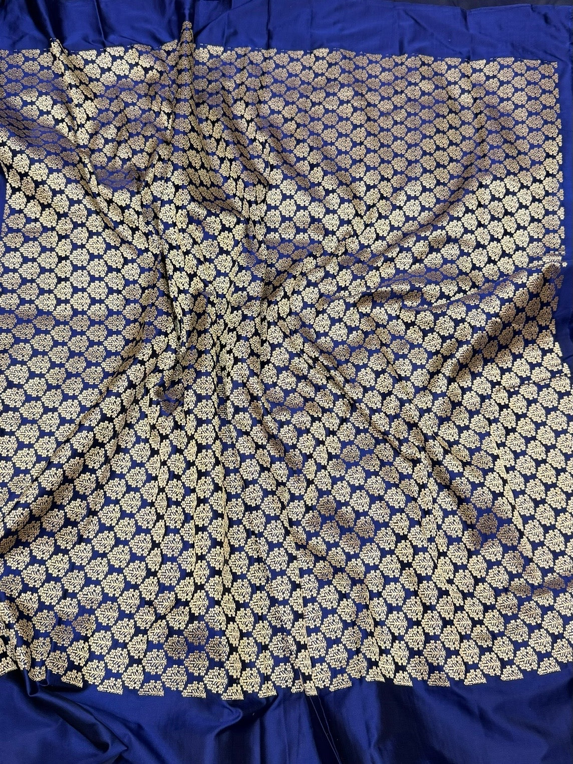 Royal Blue Handwoven Banarasi Pure Mashru Satin Silk Saree