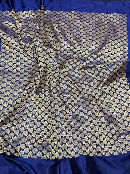 Royal Blue Handwoven Banarasi Pure Mashru Satin Silk Saree
