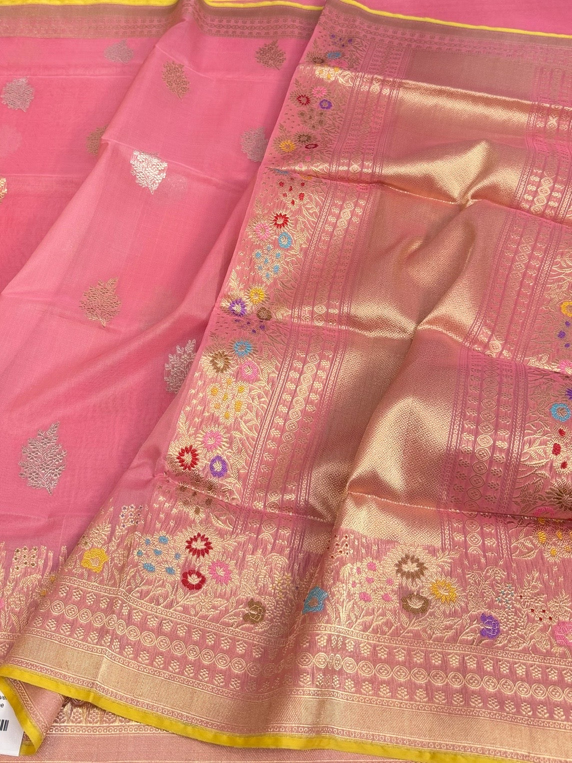 Gajiri Pink Handwoven Pure Organza Silk Saree