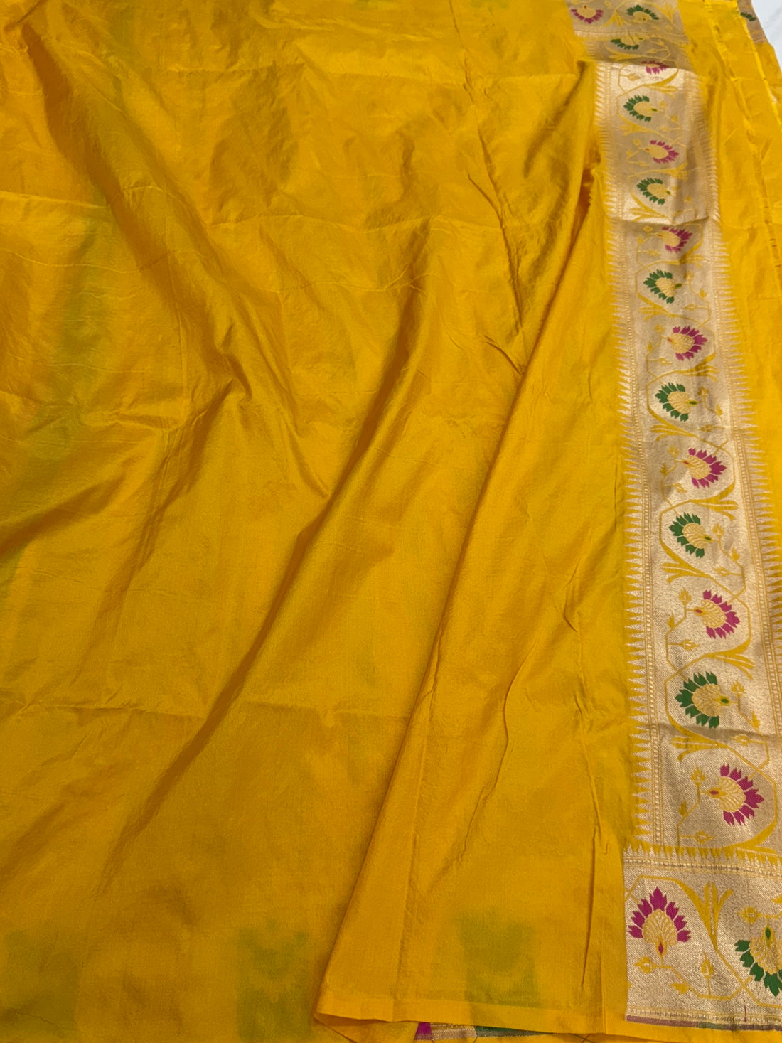 Yellow Pure Banarasi Paithni Border Saree