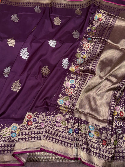 Magenta Handwoven Pure Banarasi Silk Saree