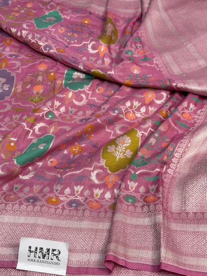 Gajiri Pink Banarasi Pure Tussar Georgette Saree