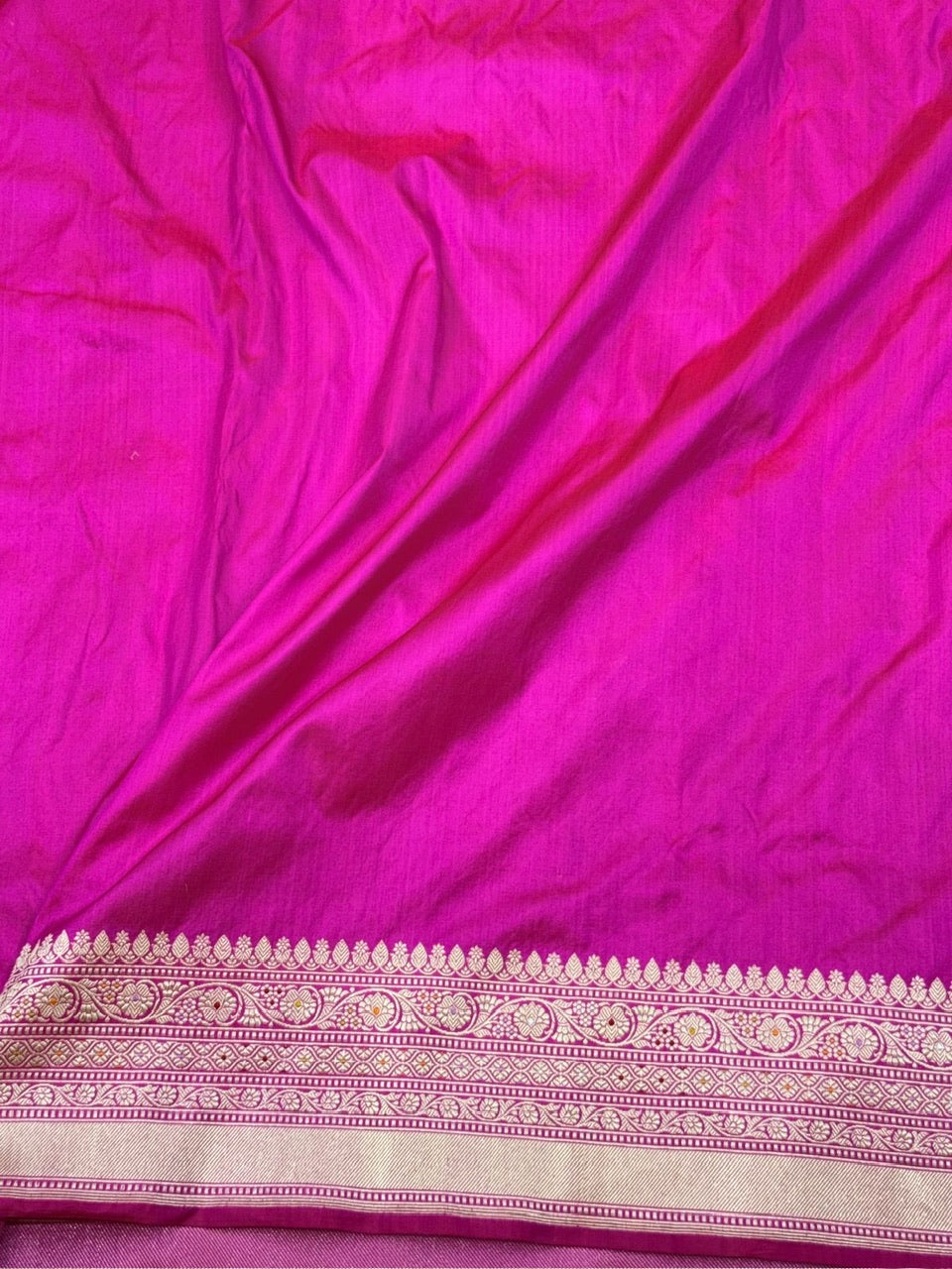 Rani Pink Handwoven Pure Banarasi Silk Saree