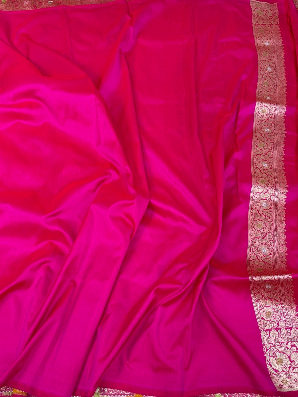 Rani pink Banarasi Minakari Pure Katan Silk Saree