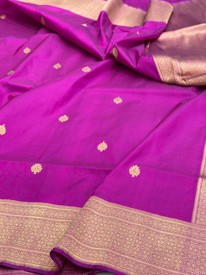 Magenta Pink Handwoven Pure Banarasi Silk Saree