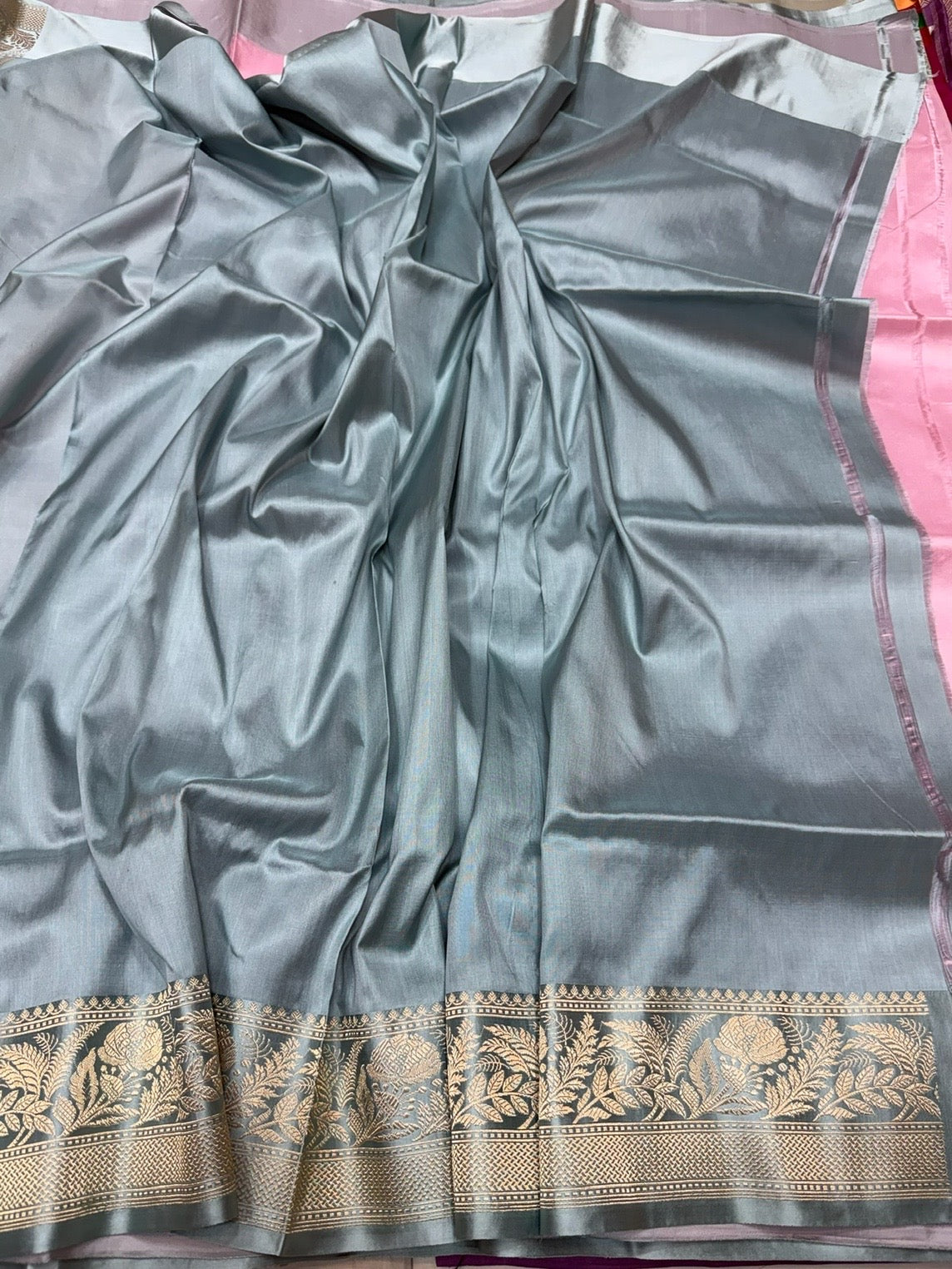 Baby Pink Handwoven Pure Banarasi Silk Saree