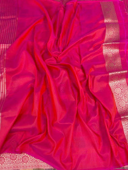 Rani Pink  Rangkaat Banarasi Pure Katan Silk Saree